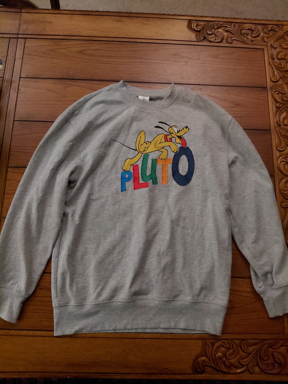 Disney Gray Crewneck Sweatshirt with Pluto Graphic